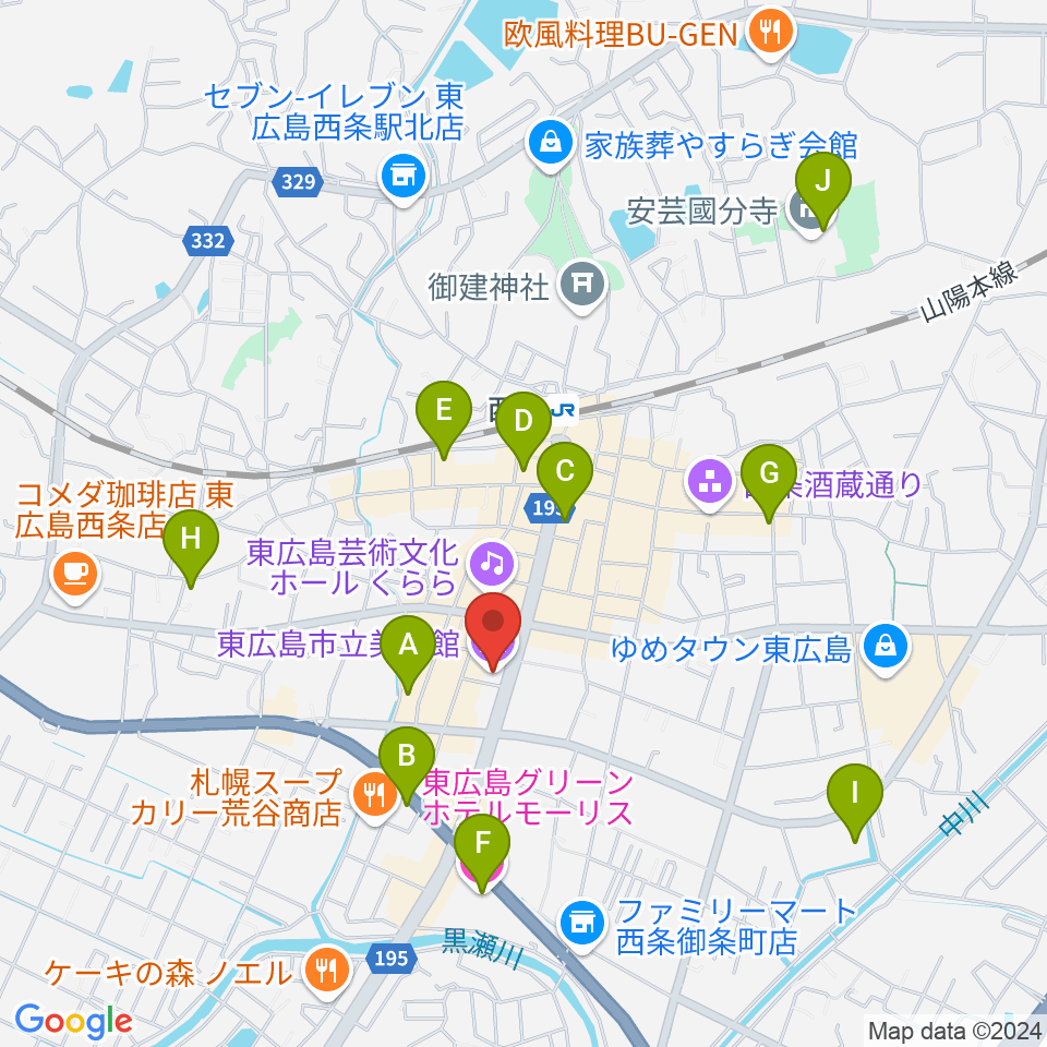 東広島市立美術館周辺のホテル一覧地図