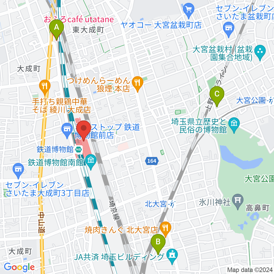 鉄道博物館周辺のホテル一覧地図