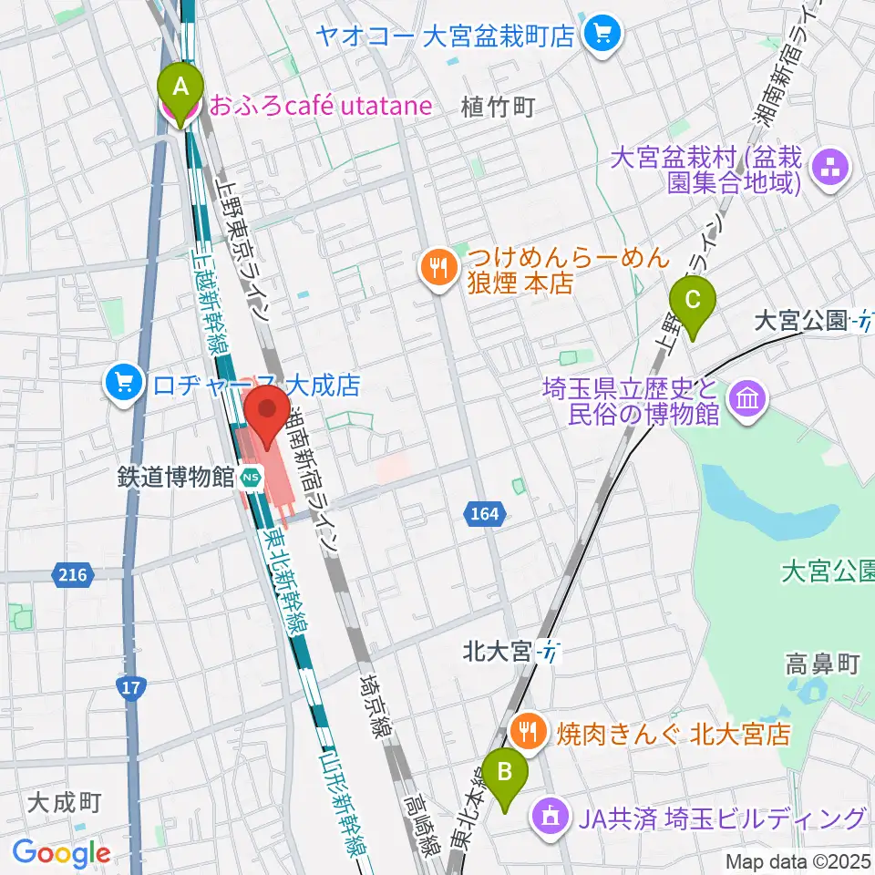 鉄道博物館周辺のホテル一覧地図