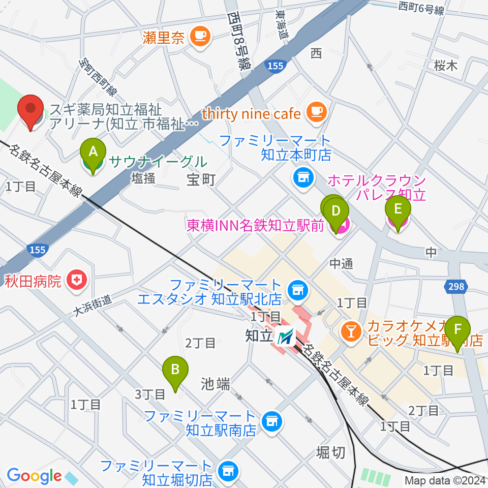 スギ薬局知立福祉アリーナ周辺のホテル一覧地図