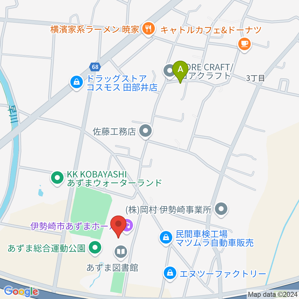 伊勢崎市あずまホール周辺のホテル一覧地図