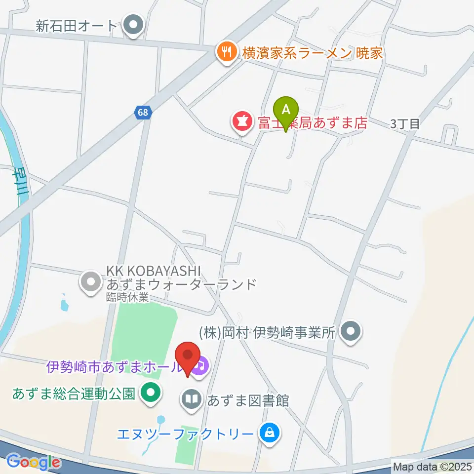 伊勢崎市あずまホール周辺のホテル一覧地図