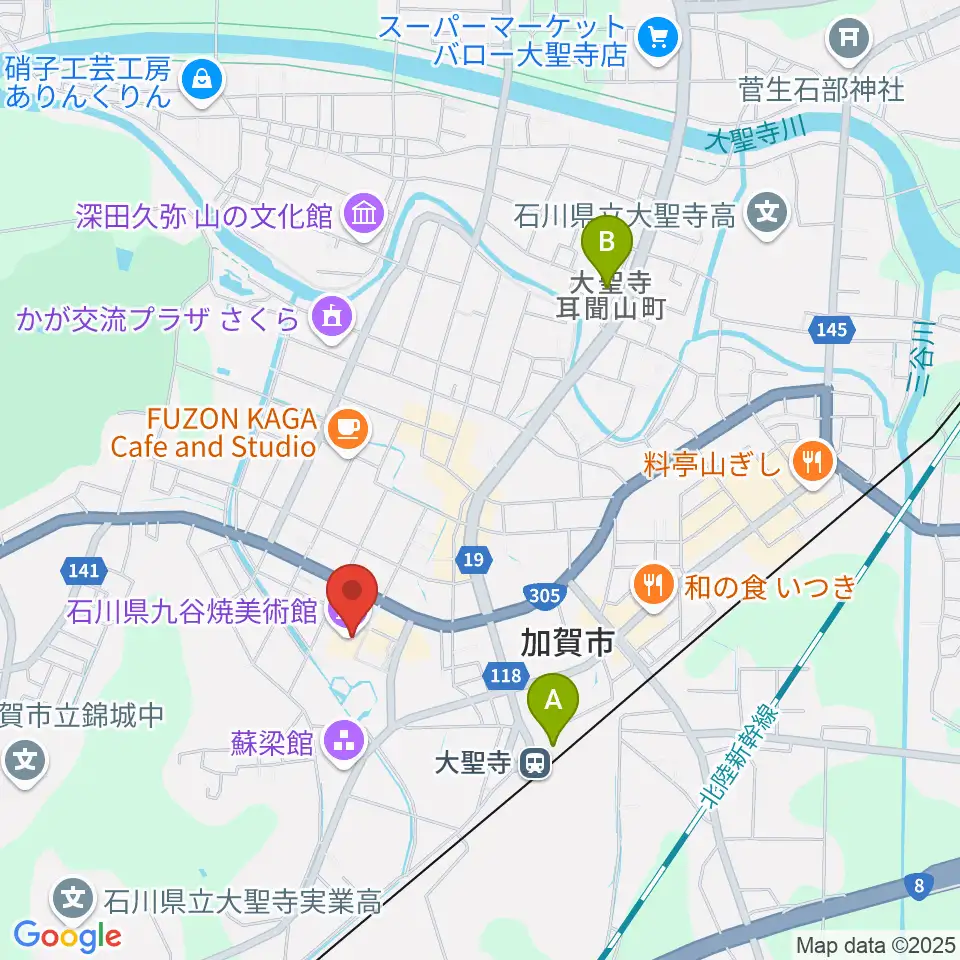石川県九谷焼美術館周辺のホテル一覧地図