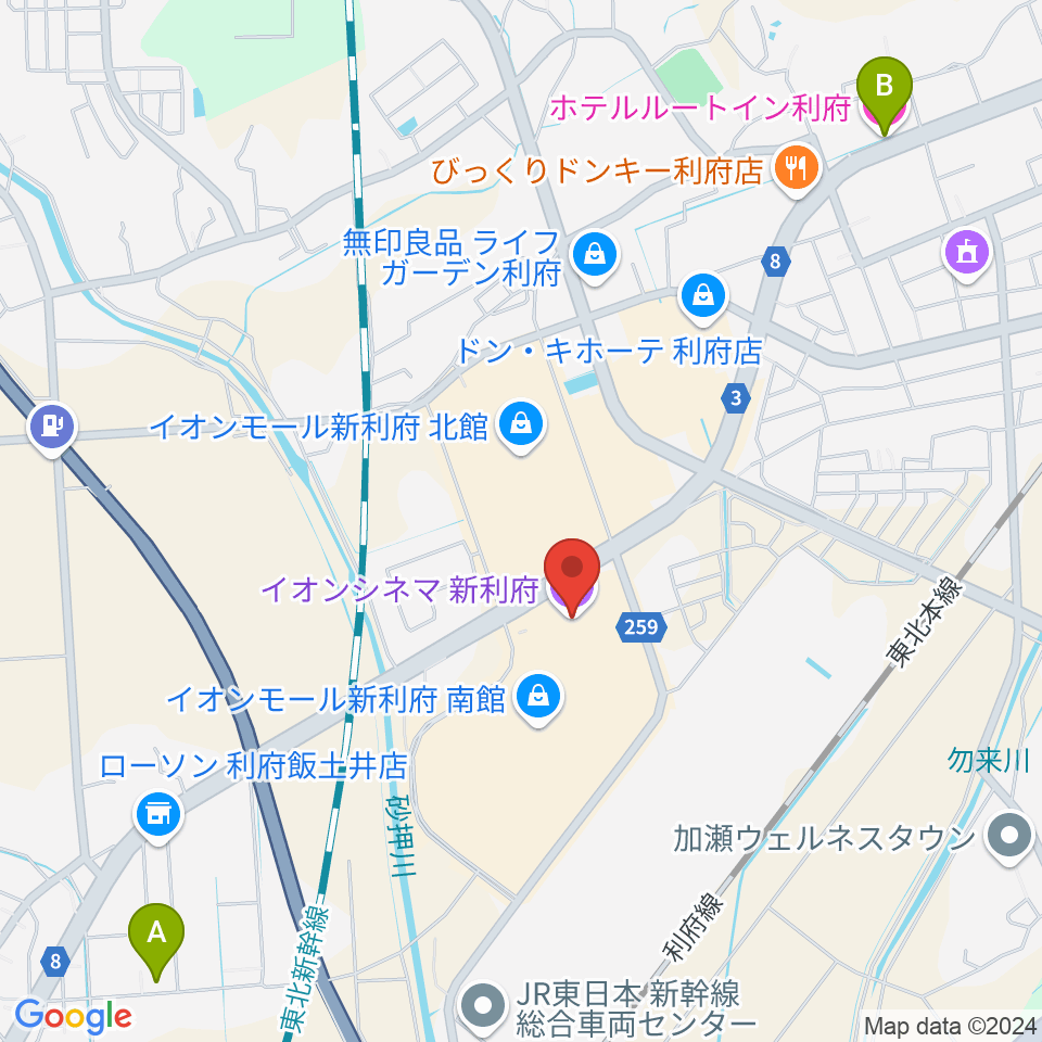 イオンシネマ新利府周辺のホテル一覧地図