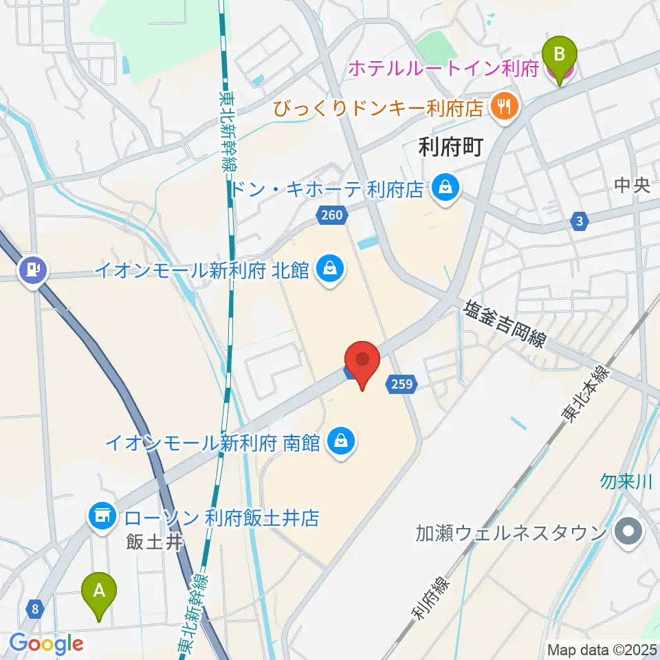 イオンシネマ新利府周辺のホテル一覧地図