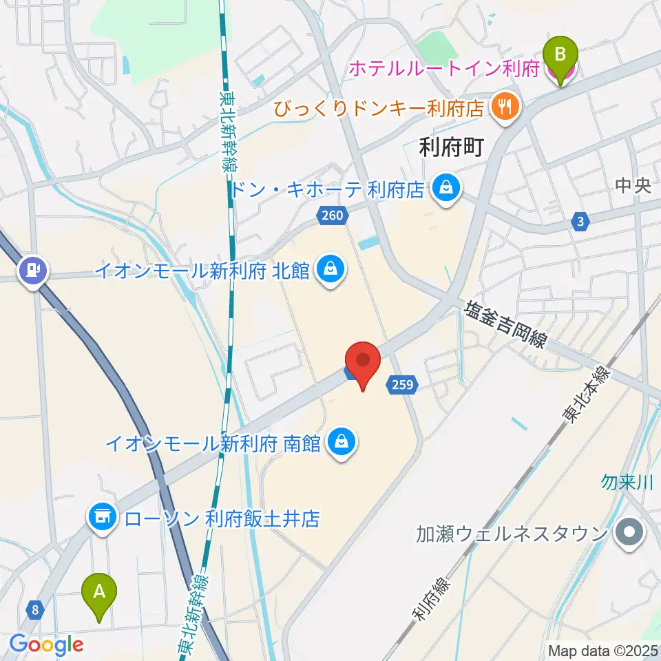 イオンシネマ新利府周辺のホテル一覧地図