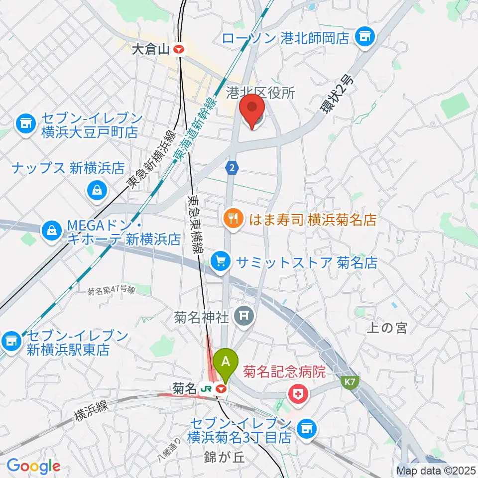 横浜市港北公会堂周辺のホテル一覧地図