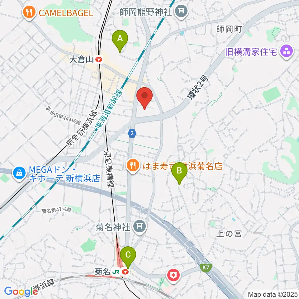 横浜市港北公会堂周辺のホテル一覧地図