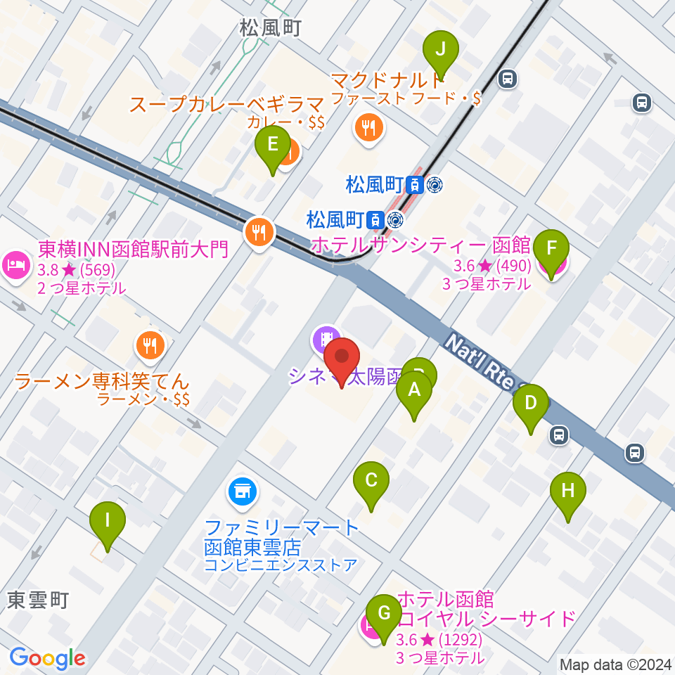 シネマ太陽函館周辺のホテル一覧地図