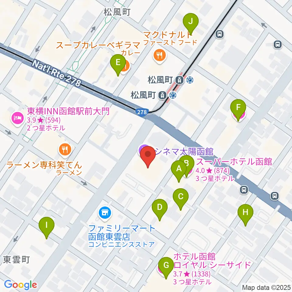 シネマ太陽函館周辺のホテル一覧地図