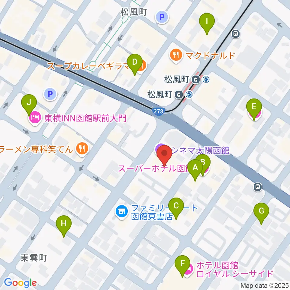 シネマ太陽函館周辺のホテル一覧地図