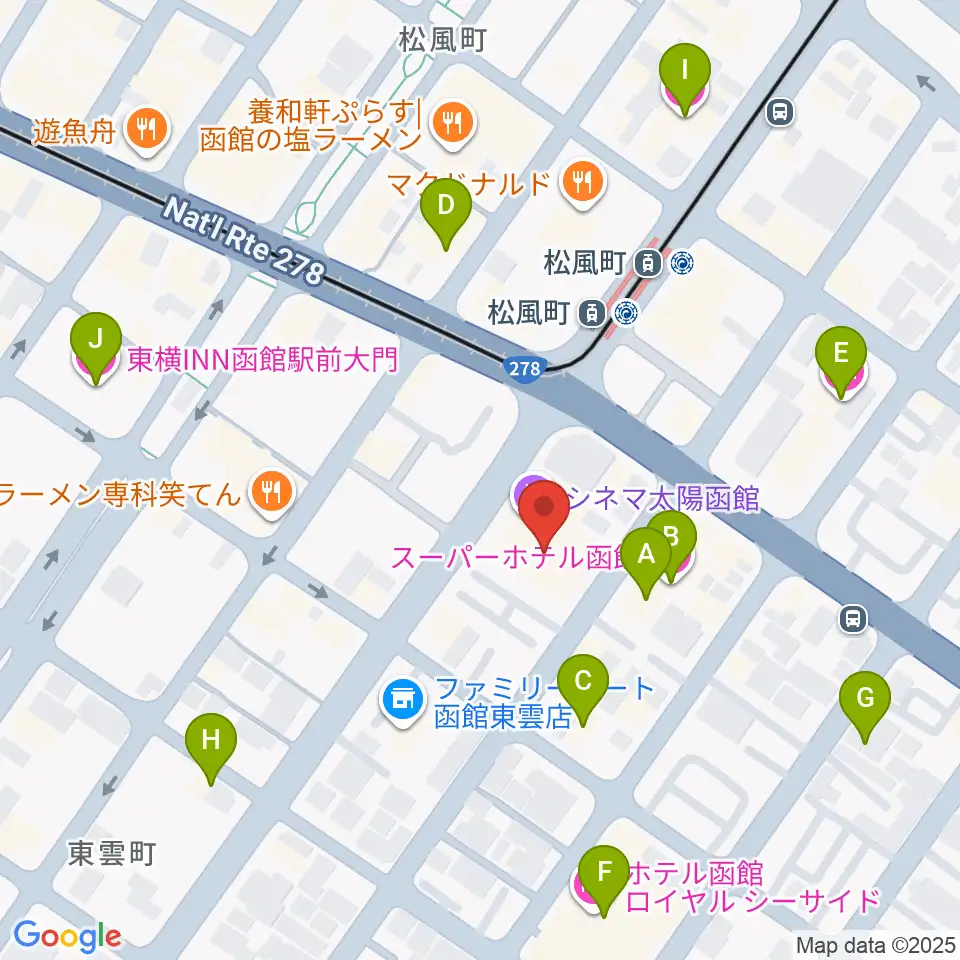 シネマ太陽函館周辺のホテル一覧地図