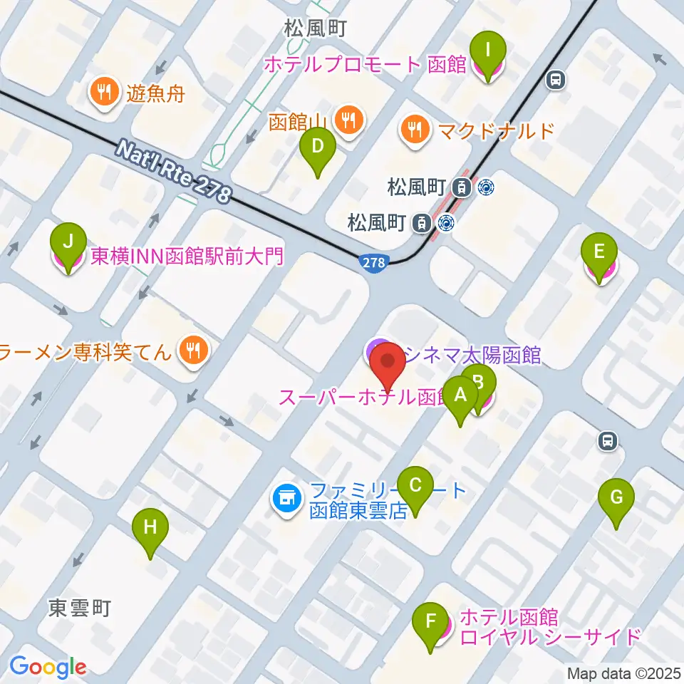 シネマ太陽函館周辺のホテル一覧地図