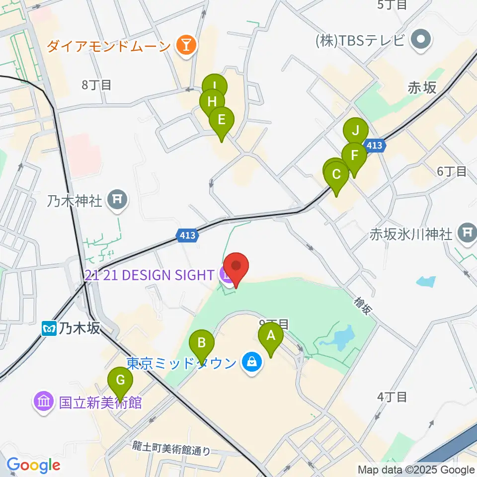 21_21 DESIGN SIGHT周辺のホテル一覧地図