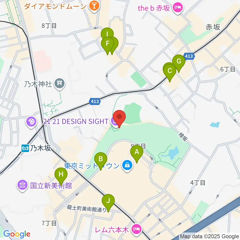 21_21 DESIGN SIGHT周辺のホテル一覧地図