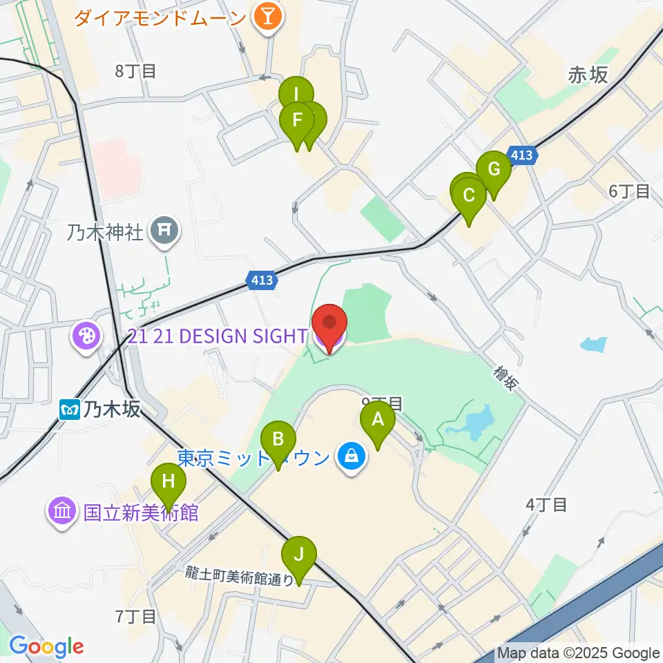 21_21 DESIGN SIGHT周辺のホテル一覧地図