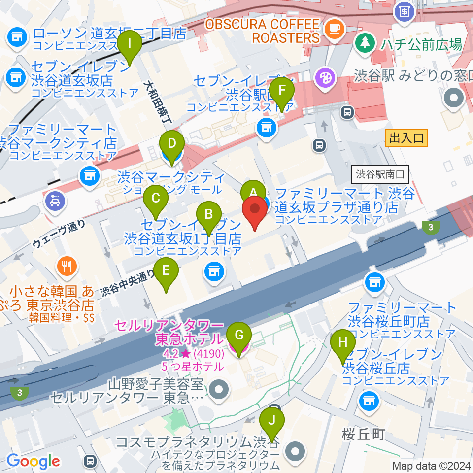 イケシブ 池部楽器渋谷店周辺のホテル一覧地図