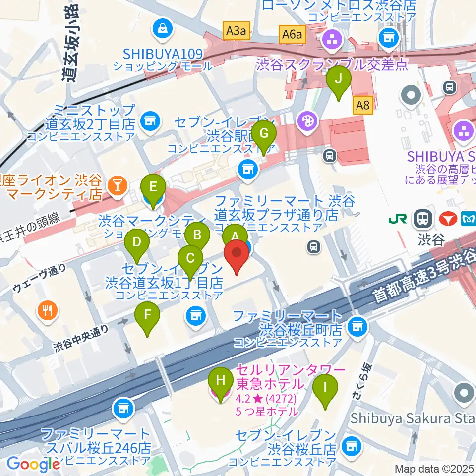 イケシブ 池部楽器渋谷店周辺のホテル一覧地図