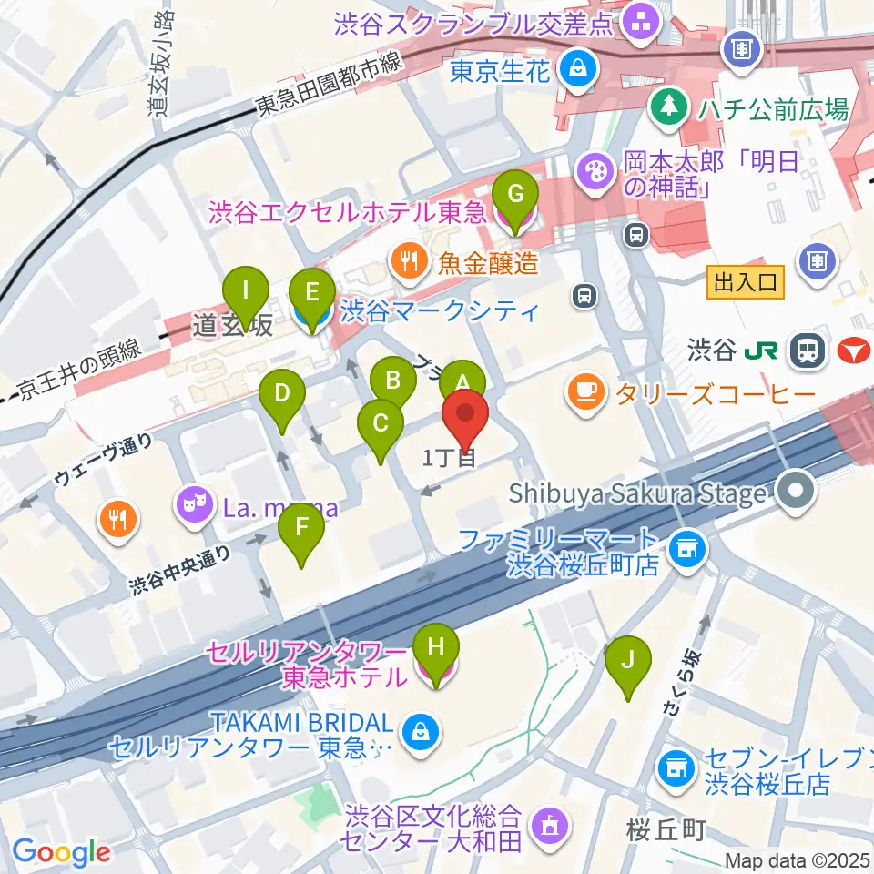 イケシブ 池部楽器渋谷店周辺のホテル一覧地図
