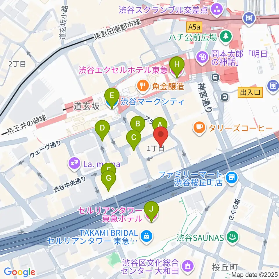 イケシブ 池部楽器渋谷店周辺のホテル一覧地図