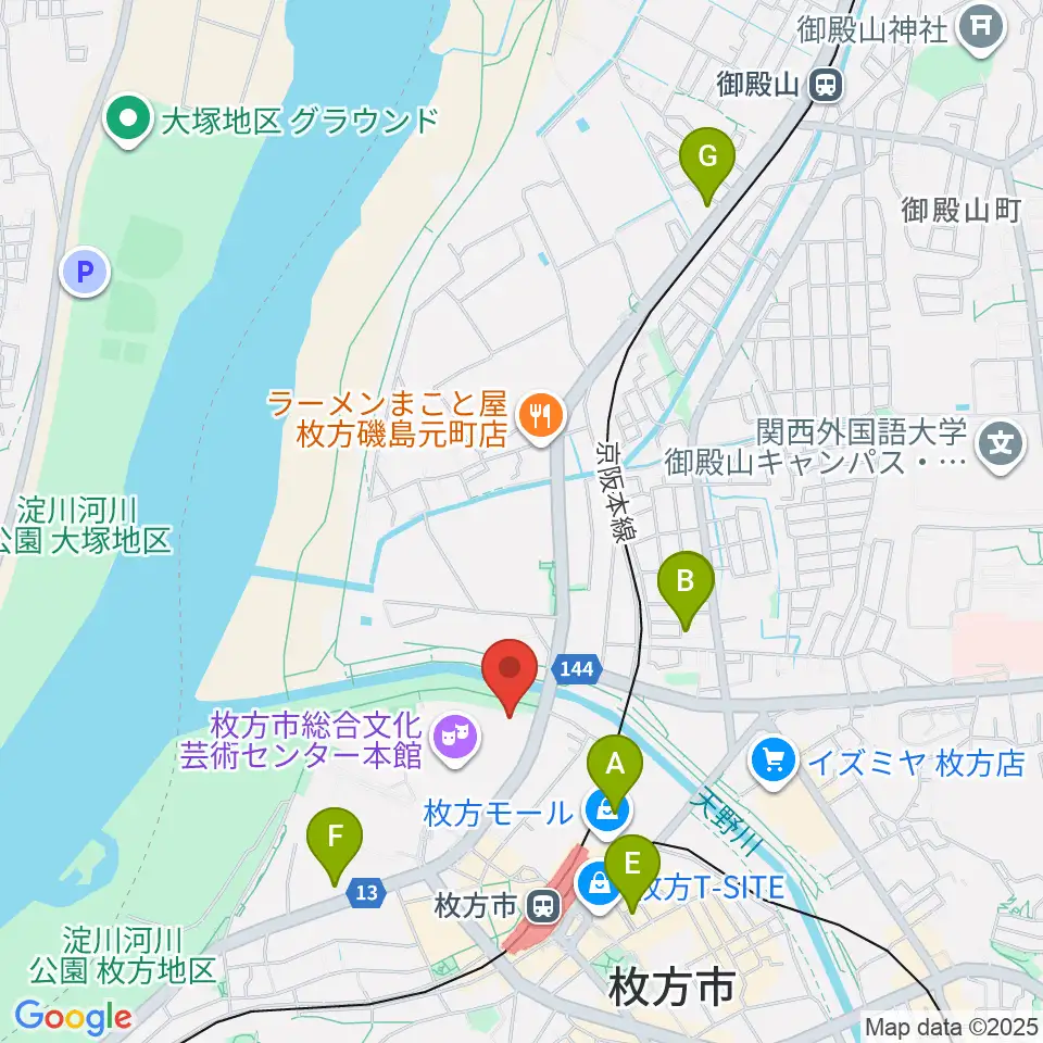 枚方市総合文化芸術センター別館周辺のホテル一覧地図