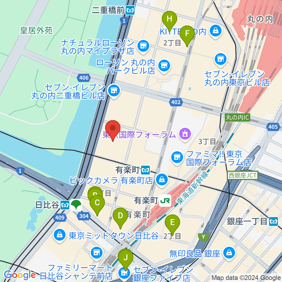 出光美術館周辺のホテル一覧地図