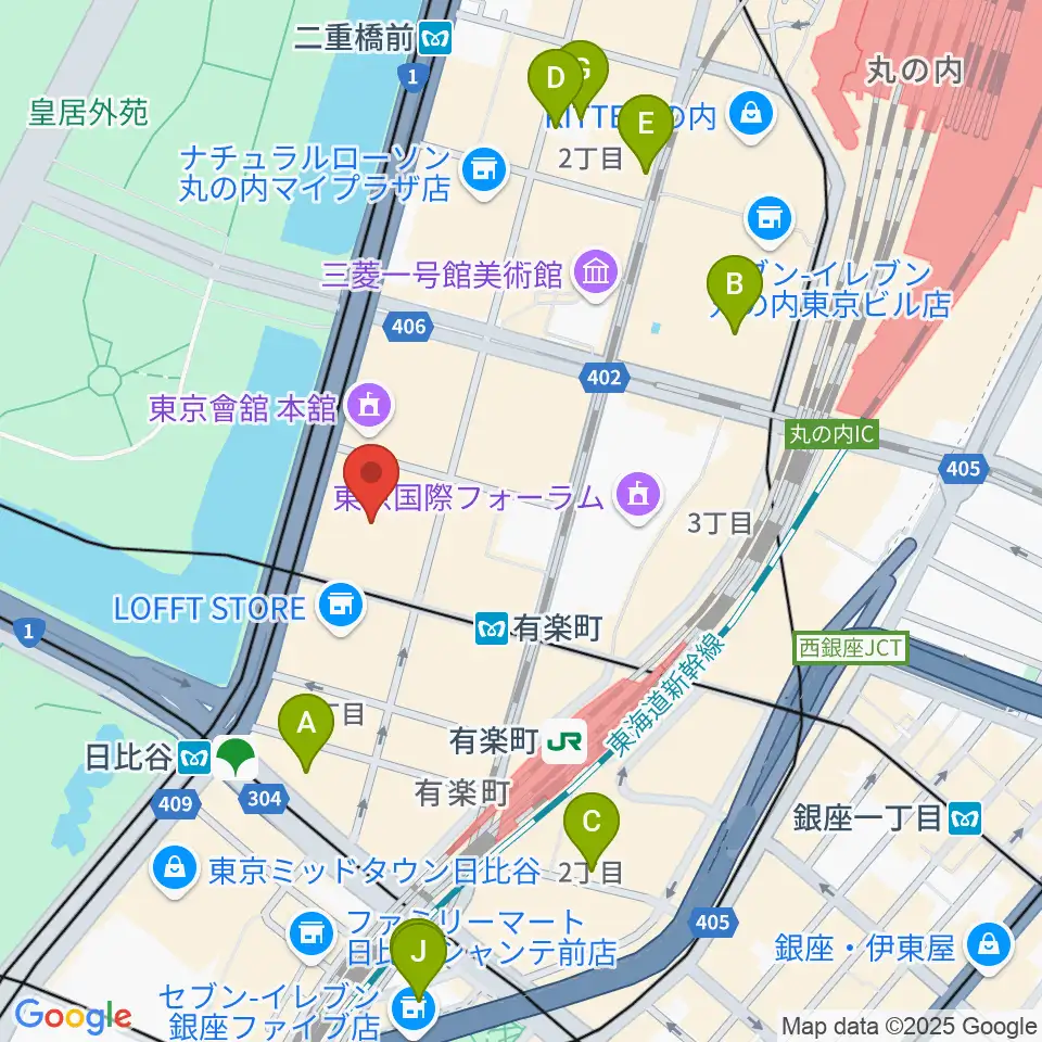 出光美術館周辺のホテル一覧地図