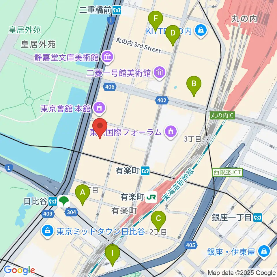 出光美術館周辺のホテル一覧地図