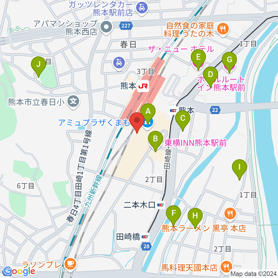 熊本ピカデリー周辺のホテル一覧地図