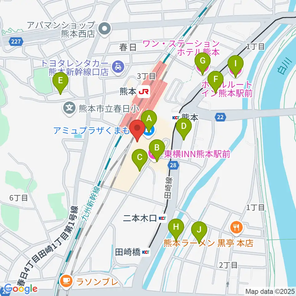 熊本ピカデリー周辺のホテル一覧地図