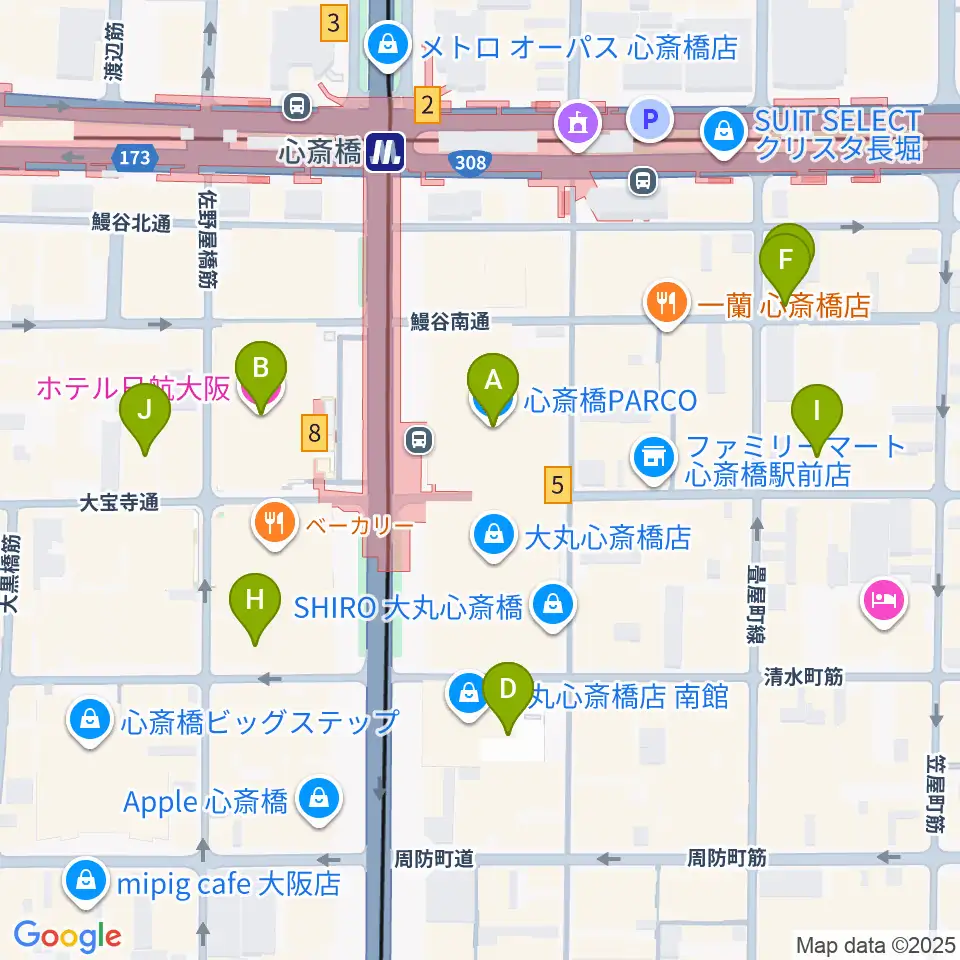シアタス心斎橋周辺のホテル一覧地図