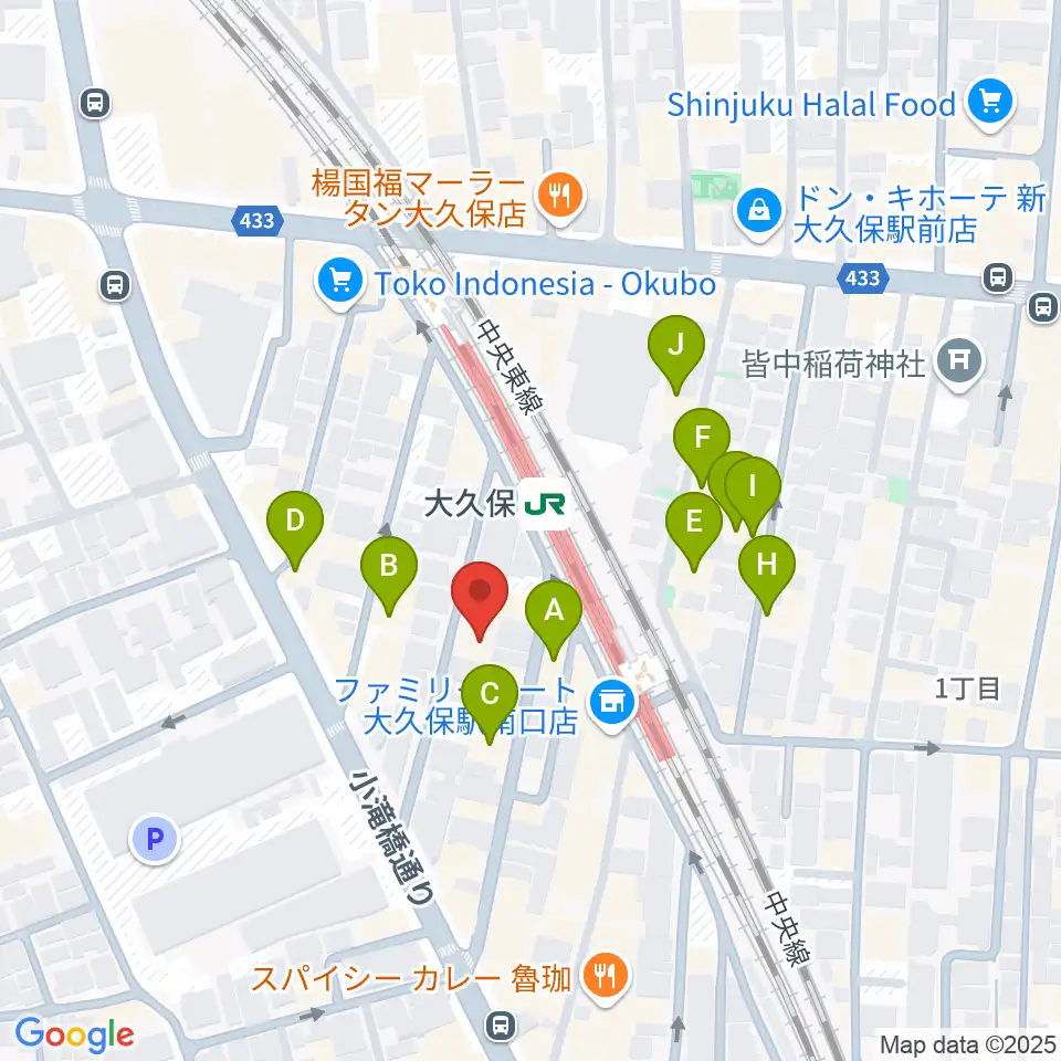 ON AIR 大久保スタジオ周辺のホテル一覧地図
