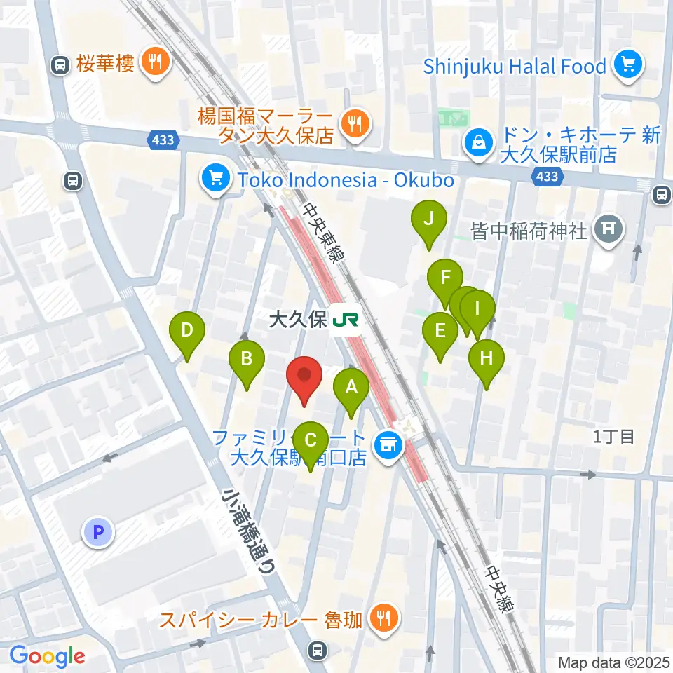 ON AIR 大久保スタジオ周辺のホテル一覧地図