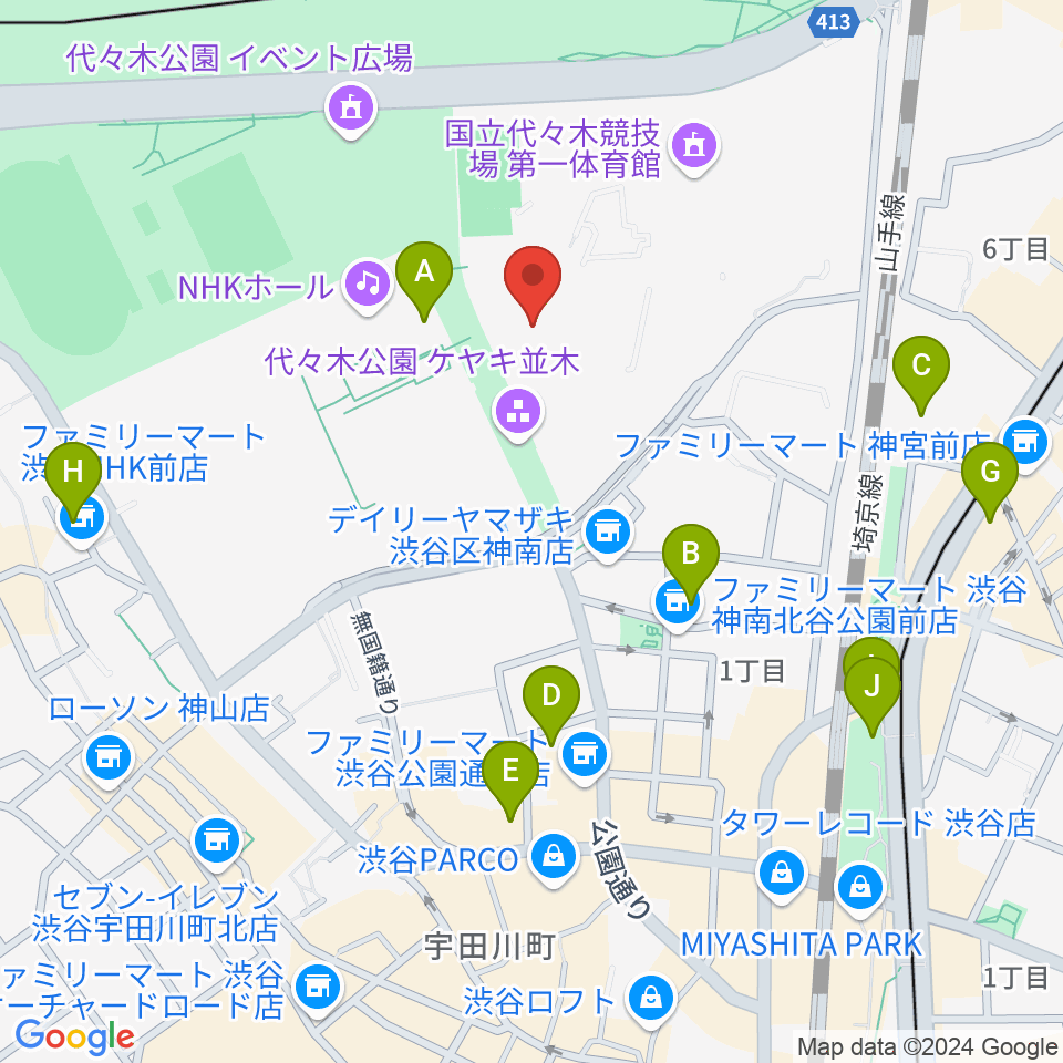 代々木第二体育館周辺のホテル一覧地図