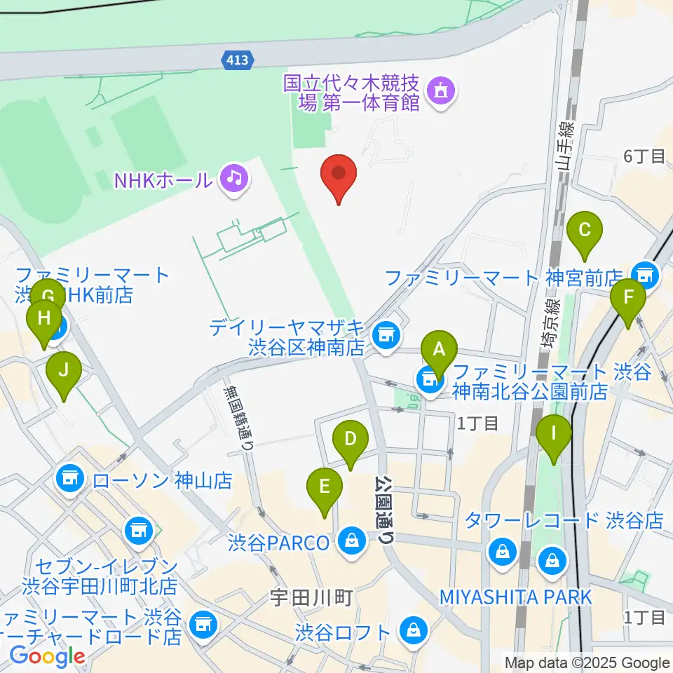 代々木第二体育館周辺のホテル一覧地図