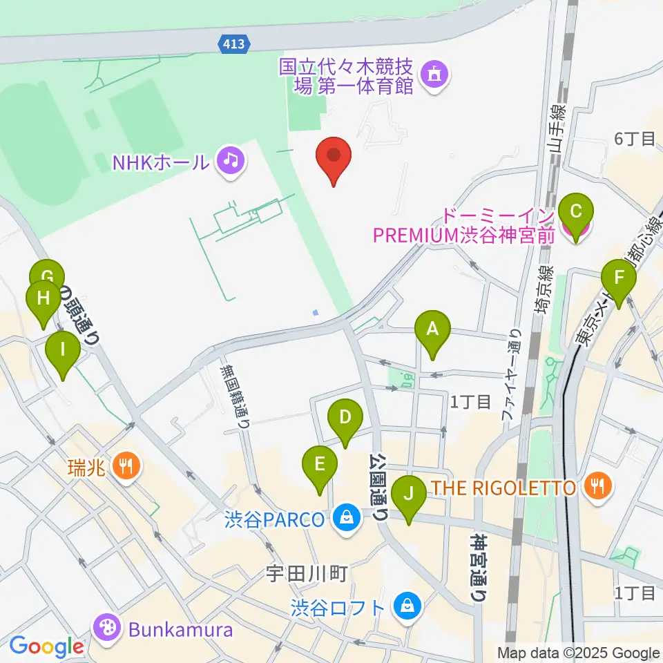 代々木第二体育館周辺のホテル一覧地図