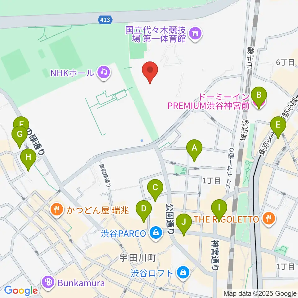 代々木第二体育館周辺のホテル一覧地図