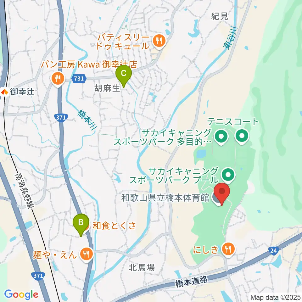 和歌山県立橋本体育館周辺のホテル一覧地図