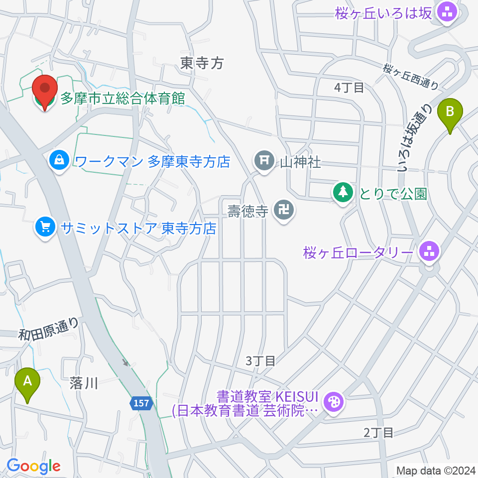 多摩市立総合体育館周辺のホテル一覧地図