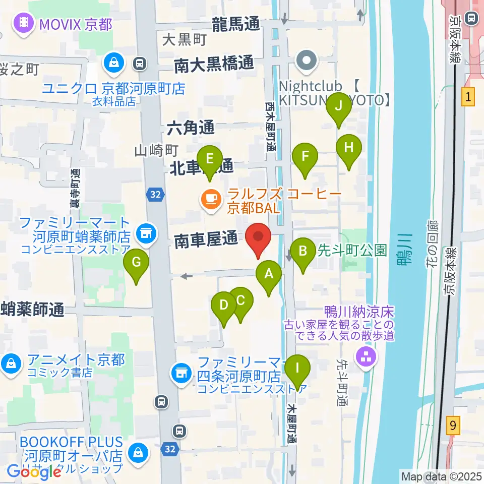 音楽天国・京都河原町店周辺のホテル一覧地図