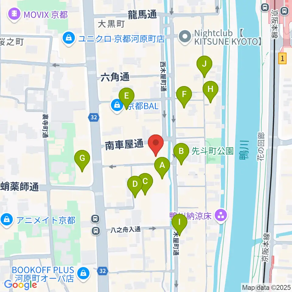 音楽天国・京都河原町店周辺のホテル一覧地図