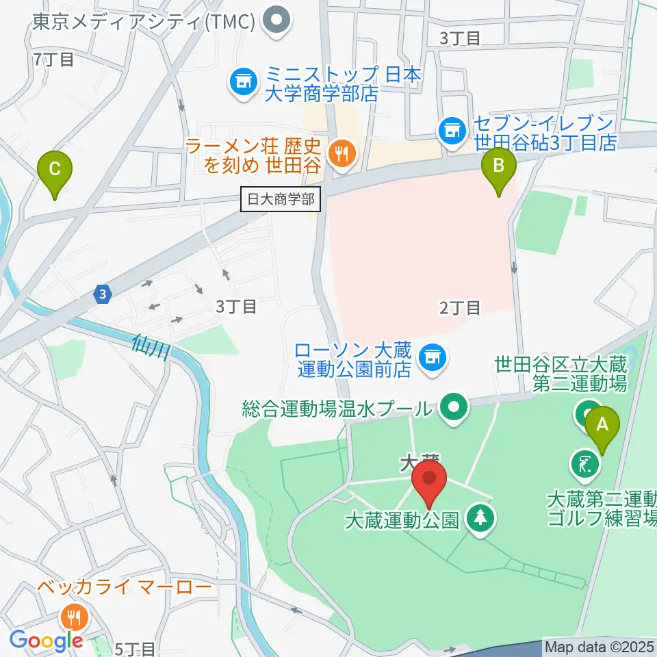 世田谷区立総合運動場体育館周辺のホテル一覧地図