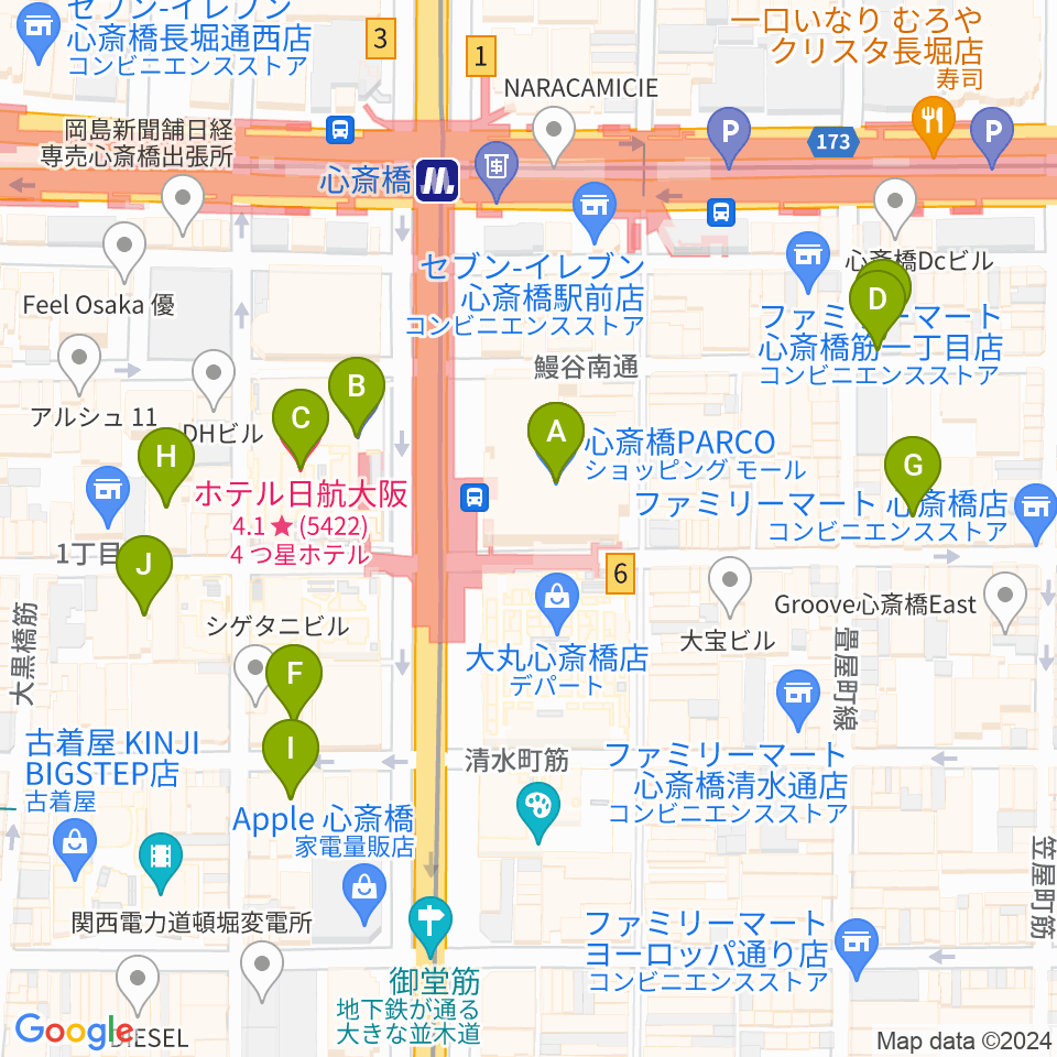 心斎橋パルコSPACE14周辺のホテル一覧地図
