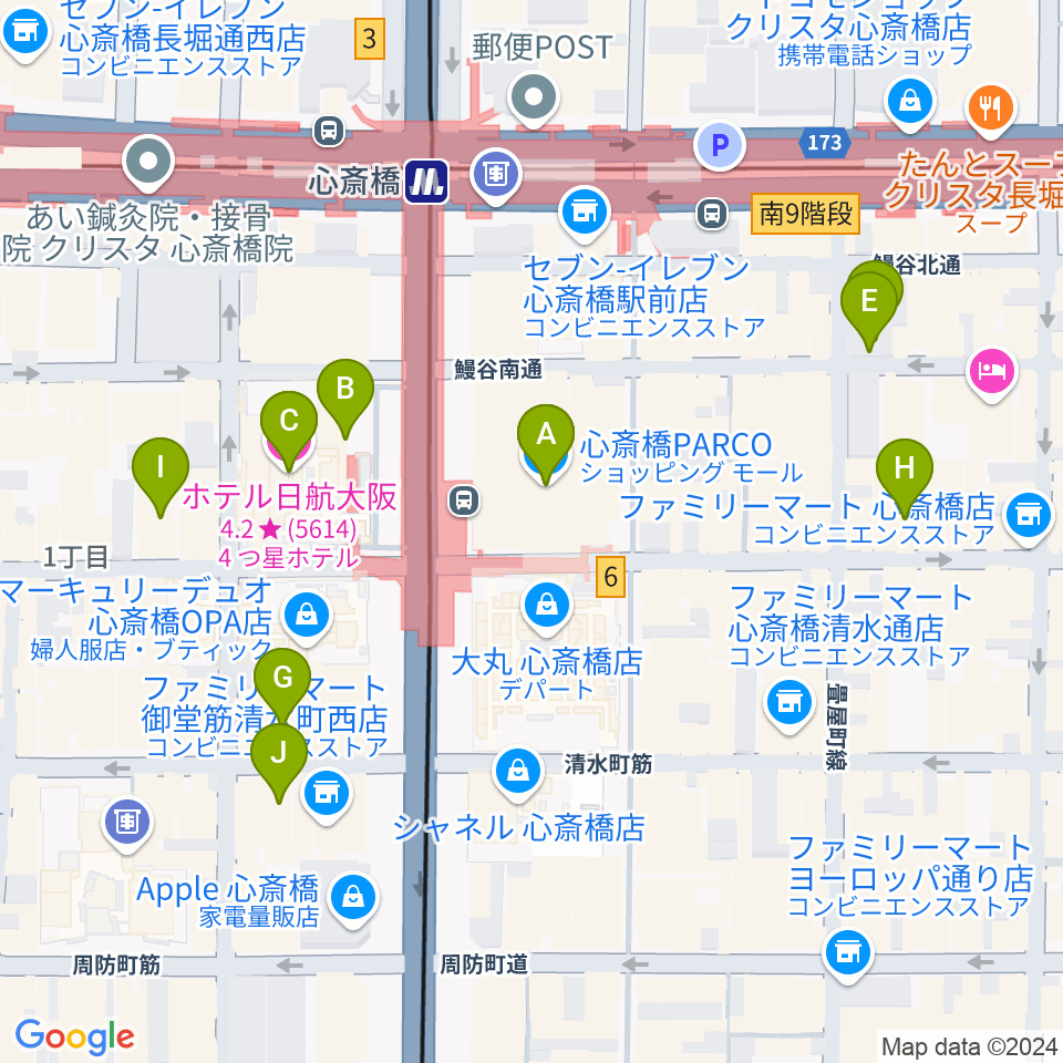 心斎橋パルコSPACE14周辺のホテル一覧地図