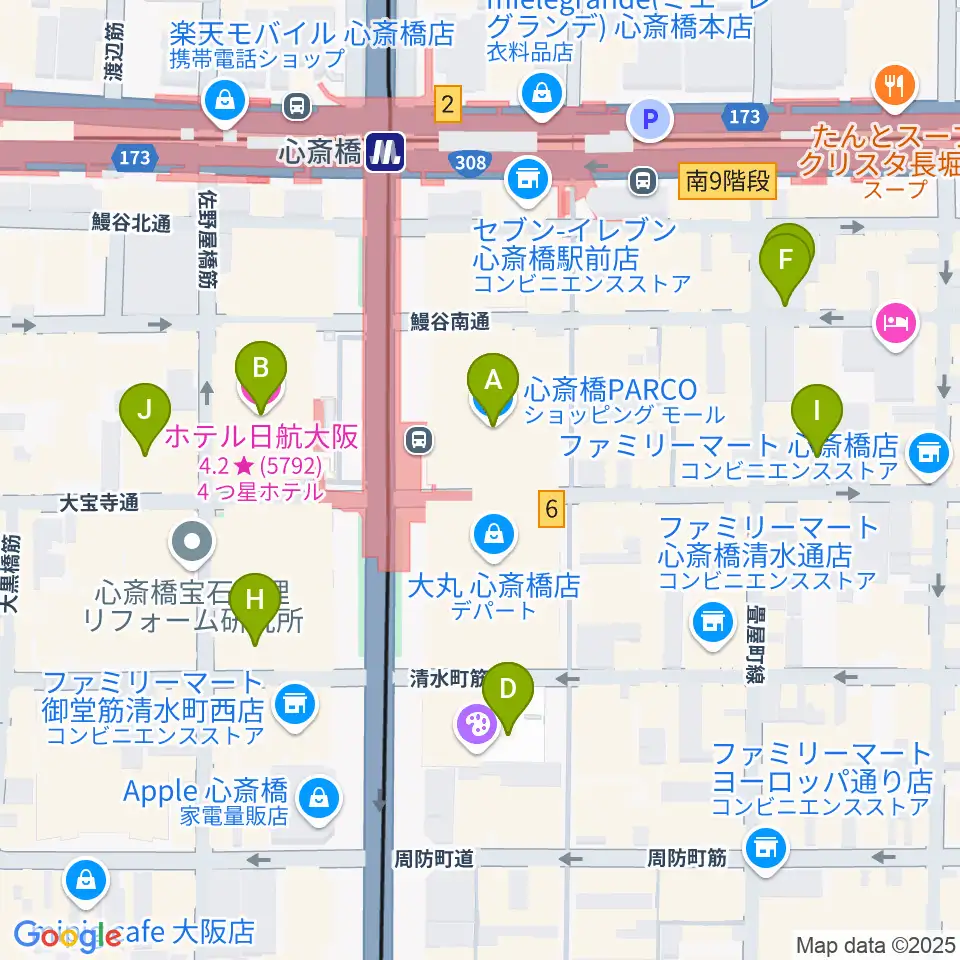 心斎橋パルコSPACE14周辺のホテル一覧地図