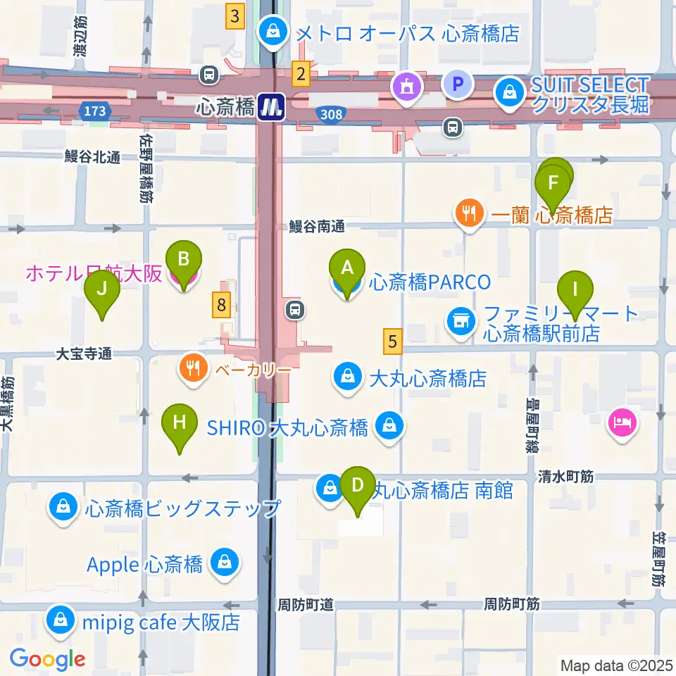 心斎橋パルコSPACE14周辺のホテル一覧地図