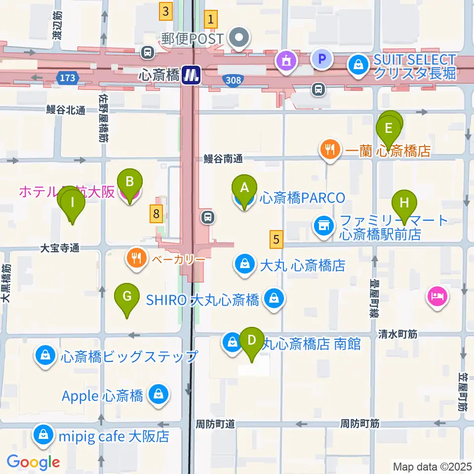心斎橋パルコSPACE14周辺のホテル一覧地図