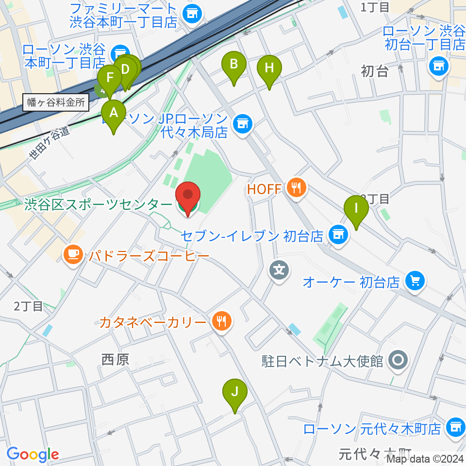 渋谷区スポーツセンター周辺のホテル一覧地図