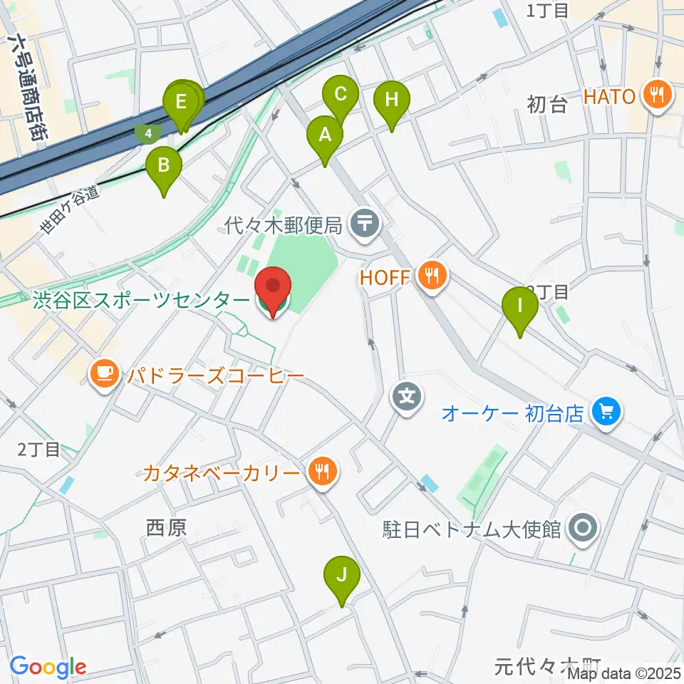 渋谷区スポーツセンター周辺のホテル一覧地図