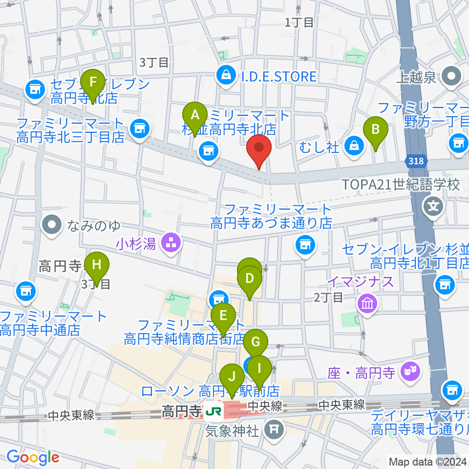 ソニックバンドスタジオ周辺のホテル一覧地図